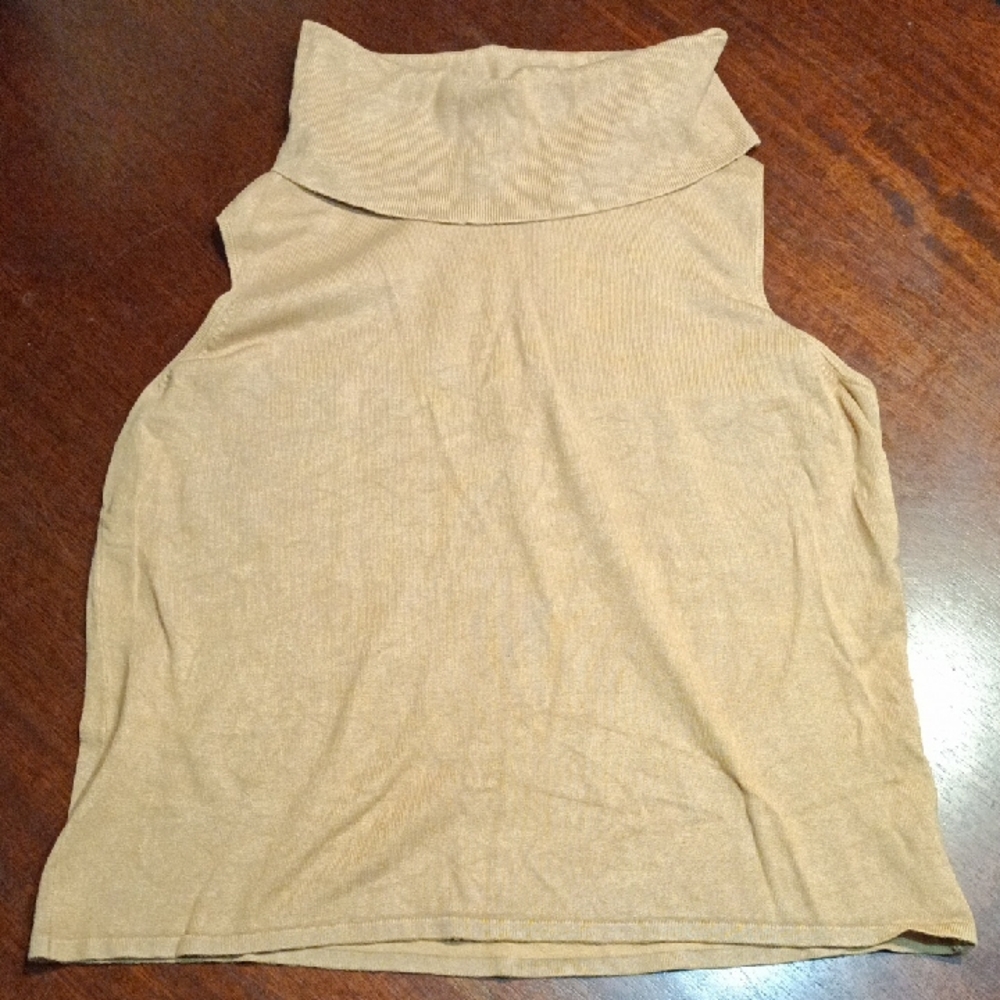 Sleeveless Turtleneck Women’s Top in Tan